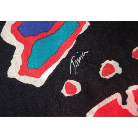 Trina Turk Yucateca Tunic Swim Cover Dress Size S Black Red Multi Short Caftan - Picture 11 of 12